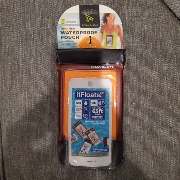 Waterproof Orange Smart Phone Pouch Size OS - Picture 3 of 6